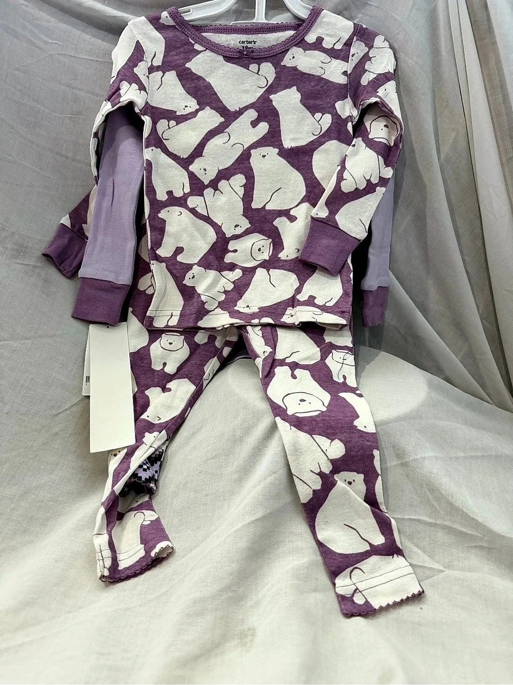 Carter's 4-Piece Bear Pajama Set Purple Baby 18M NWT